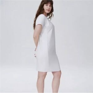 Universal Standard White Short-Sleeve Mini Shift Dress